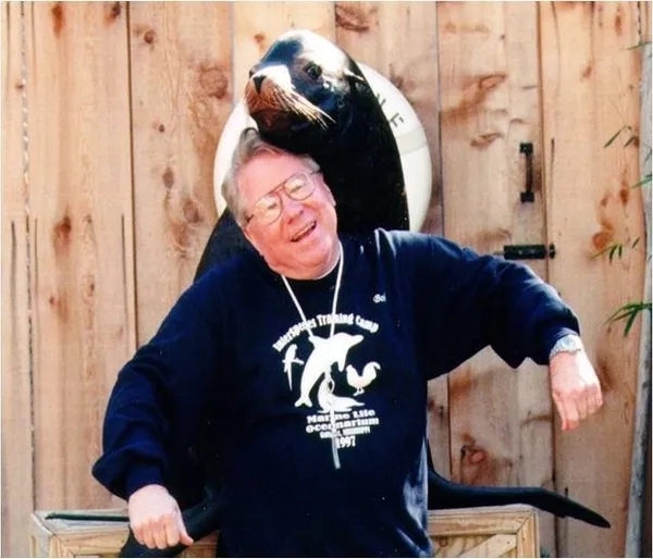Bob Bailey with a sea lion