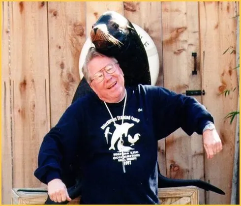 Bob Bailey with a sea lion