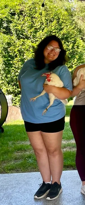 Alyne Michael at a chicken workshop